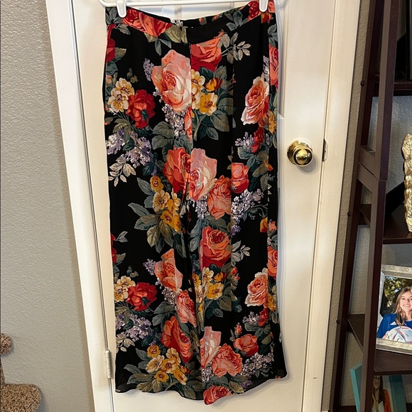 Linda Allard Ellen Tracy Women’s (12) 100% Silk Vintage Floral Wide Leg Pants - Picture 1 of 11